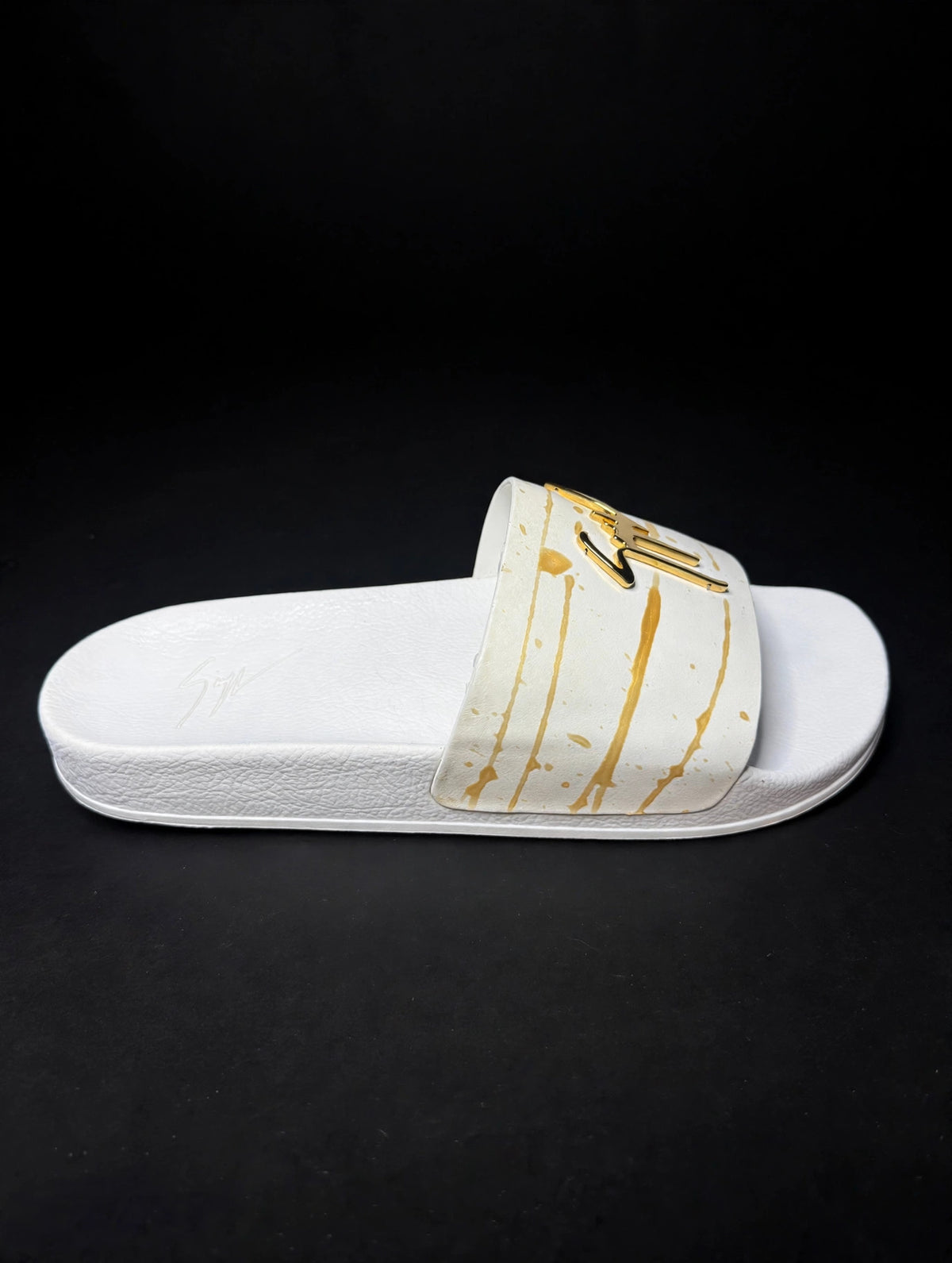 Giuseppe Zanotti Birel Slide "White/Gold Drip" — RM10024 — Men's 9.5–10 (EU 43)