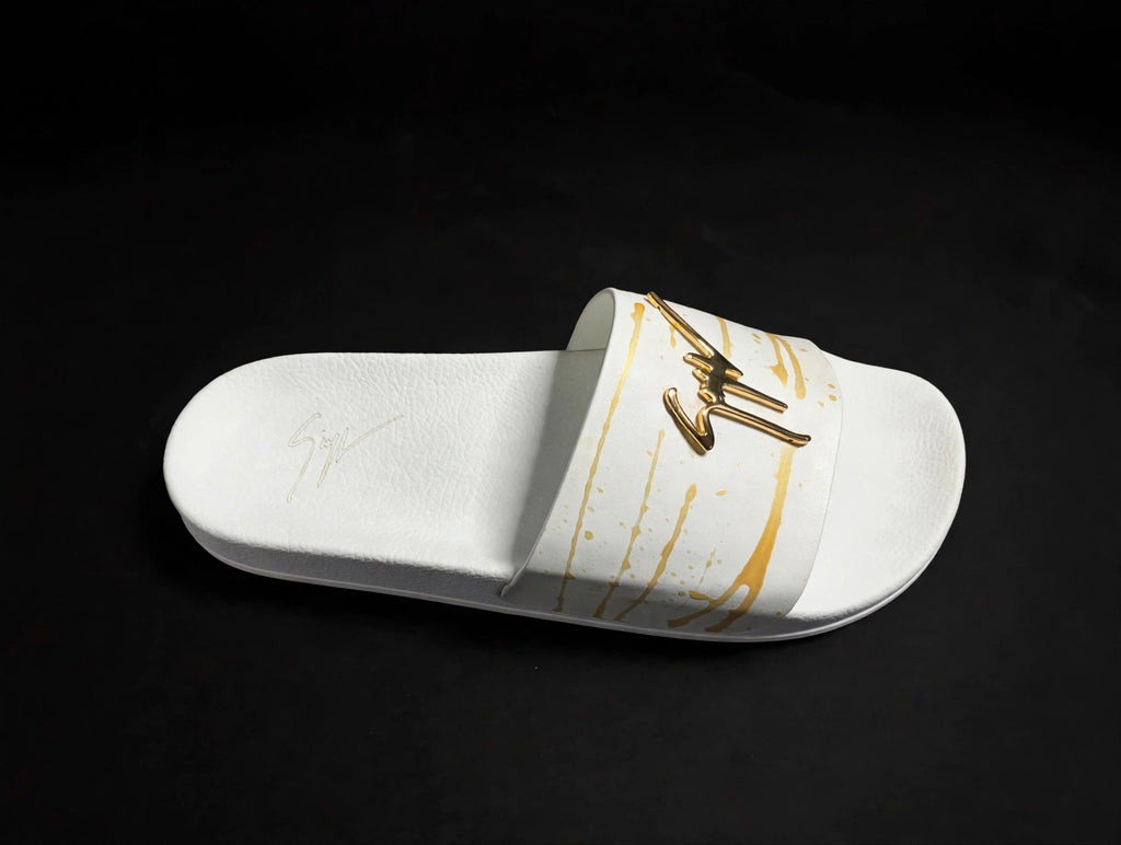 Giuseppe Zanotti Birel Slide "White/Gold Drip" — RM10024 — Men's 9 (EU 42)