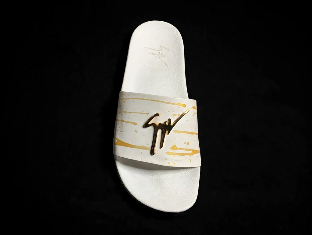 Giuseppe Zanotti Birel Slide "White/Gold Drip" — RM10024 — Men's 9 (EU 42)