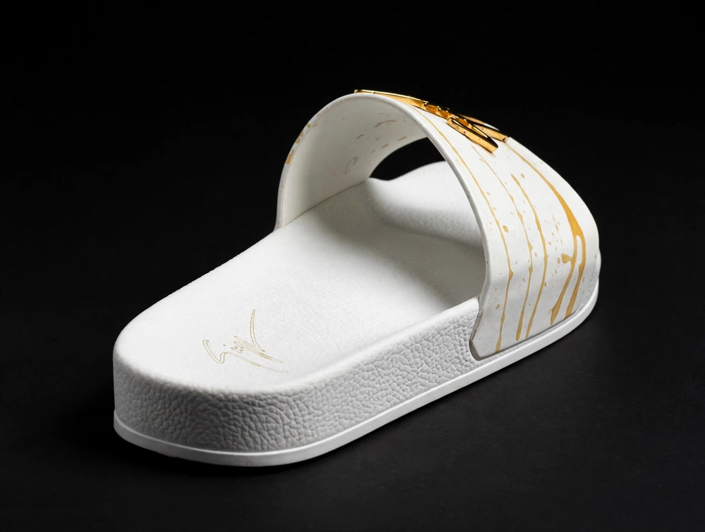Giuseppe Zanotti Birel Slide "White/Gold Drip" — RM10024 — Men's 9 (EU 42)