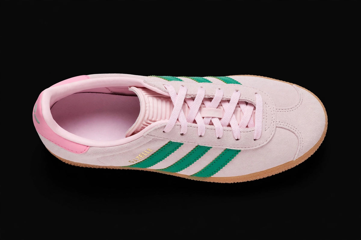 adidas Gazelle J — Clear Pink/Court Green — Junior 4 (JP7128)