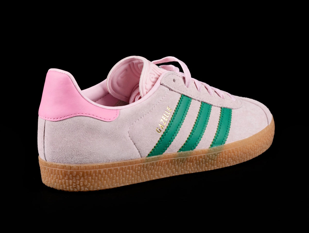 adidas Gazelle J — Clear Pink/Court Green — Junior 4 (JP7128)