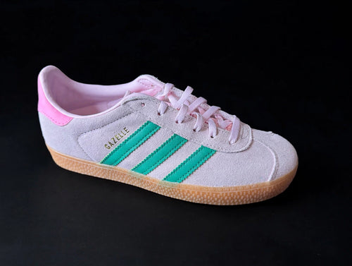 adidas Gazelle J — Clear Pink/Court Green — Junior 4 (JP7128)