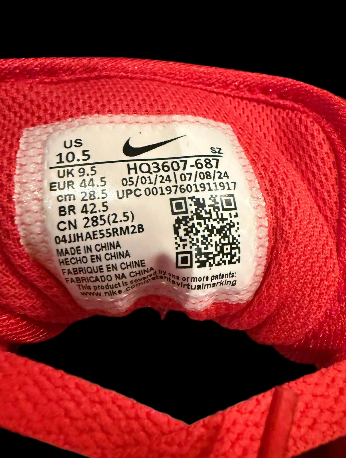 Nike Air Max 1 "Gym Red Crimson" — HQ3607-687 — Men's 10.5