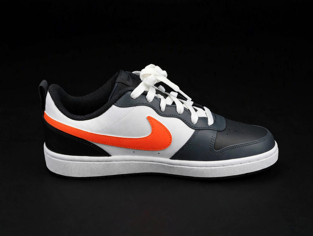 Nike Court Borough Low 2 GS "White Black Orange" — BQ5448-115 — 6.5Y / Women's 8