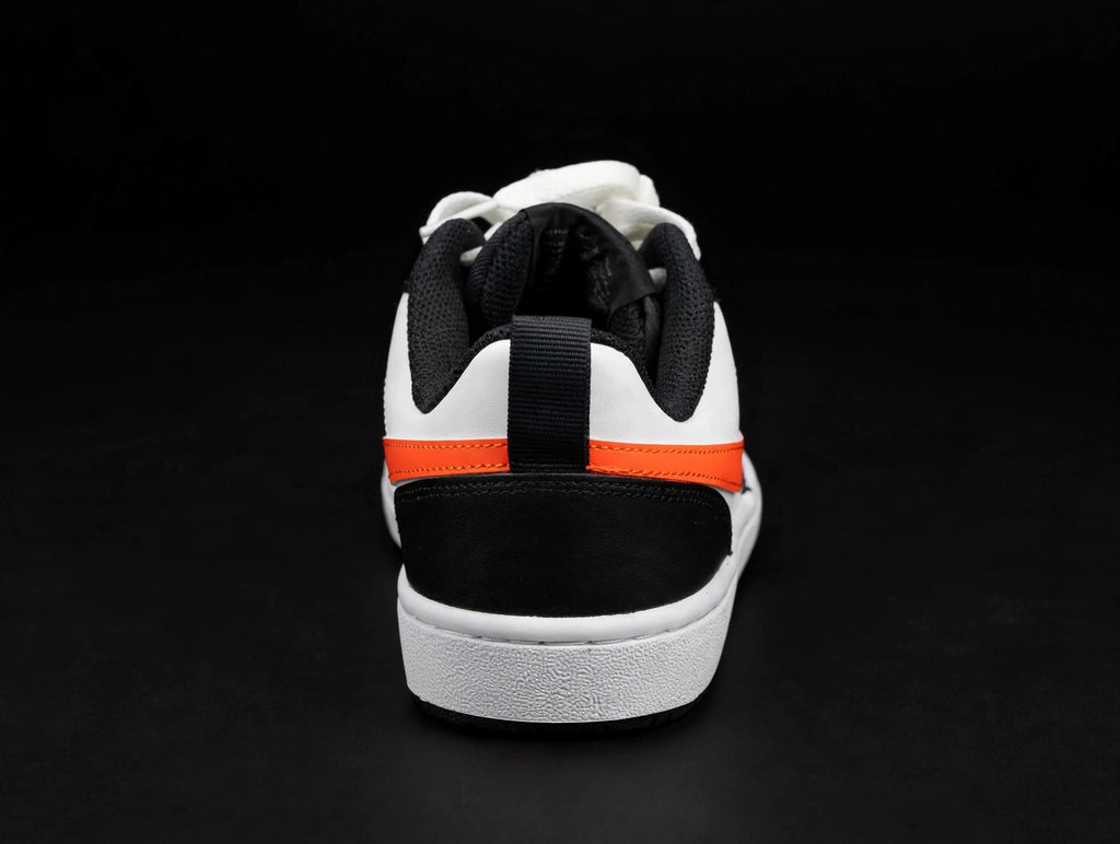 Nike Court Borough Low 2 GS "White Black Orange" — BQ5448-115 — 6.5Y / Women's 8
