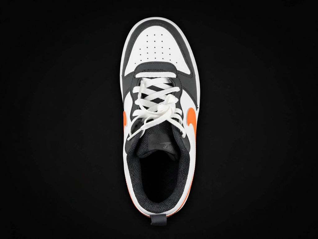 Nike Court Borough Low 2 GS "White Black Orange" — BQ5448-115 — 6.5Y / Women's 8