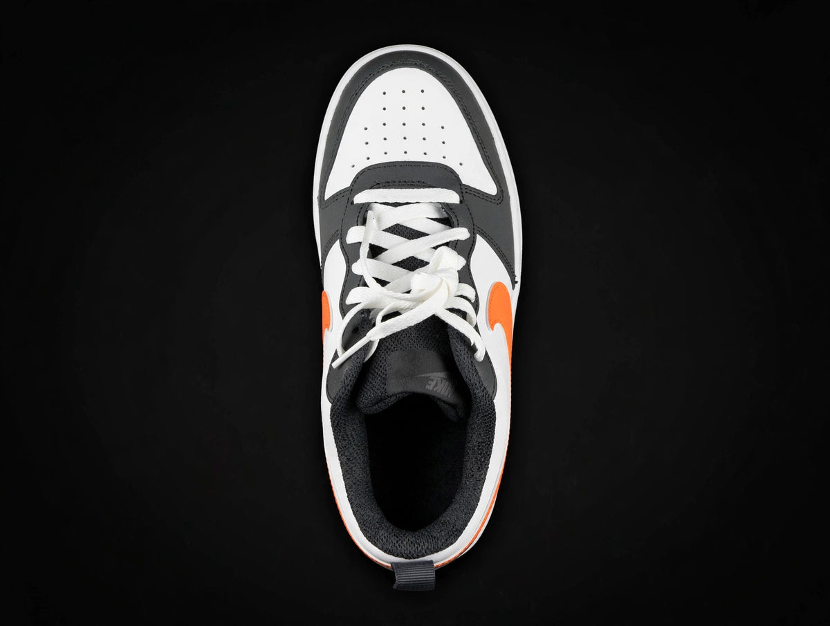 Nike Court Borough Low 2 GS "White Black Orange" — BQ5448-115 — 6.5Y / Women's 8