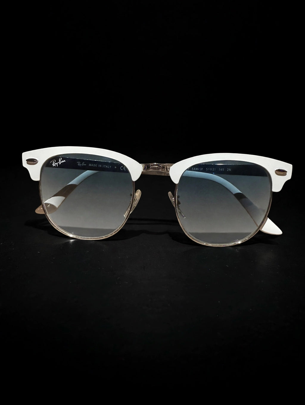 Ray-Ban Clubmaster Metal RB3716 — White / Silver, Gradient Blue — 51mm