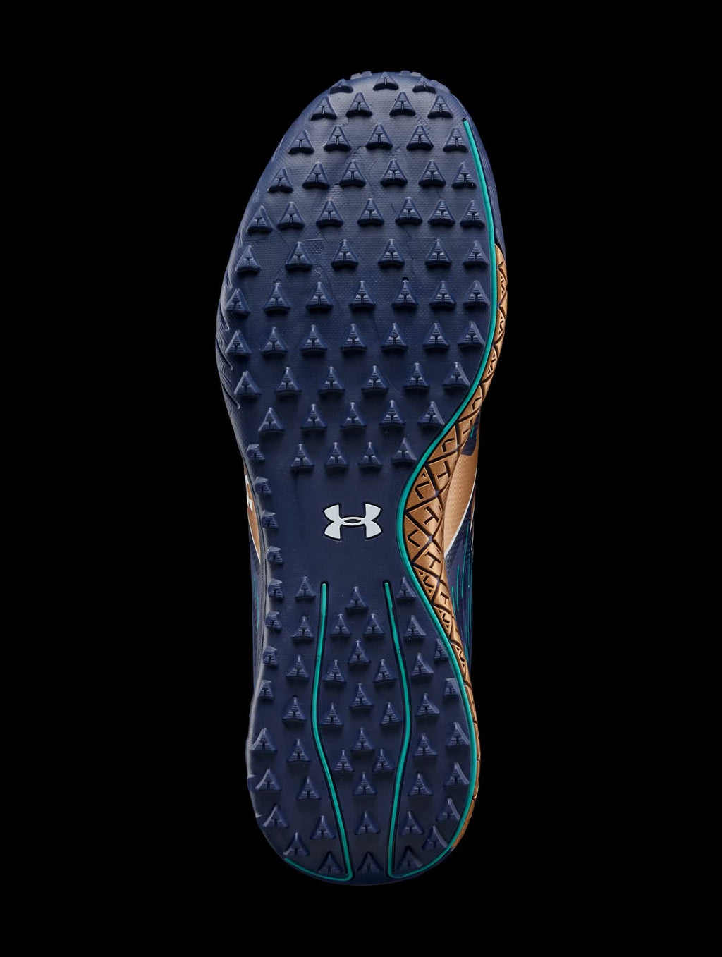 Under Armour Shadow Club 4 Turf Soccer Shoes — Navy/Gold/Teal — Men's 10 - view 6